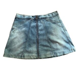 Buffalo David Bitton Light Blue A-Line Skirt Size 30 Full Zip Skater Skirt